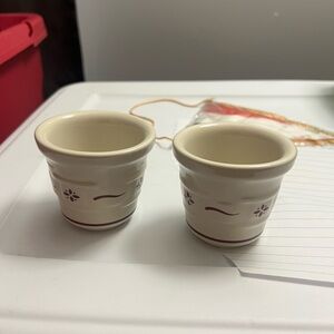 Longaberger Cream and Brown Pottery Cups